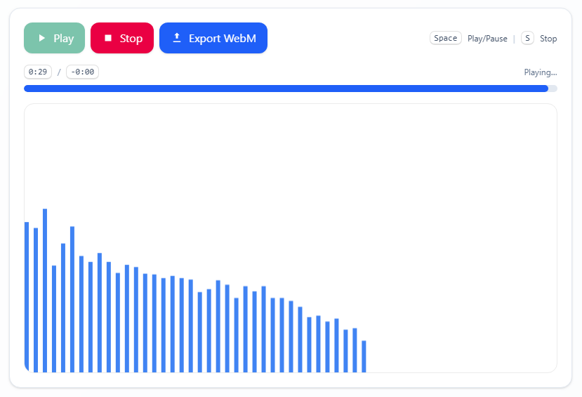 Smooth blue bar audio visualizer with high detail pattern