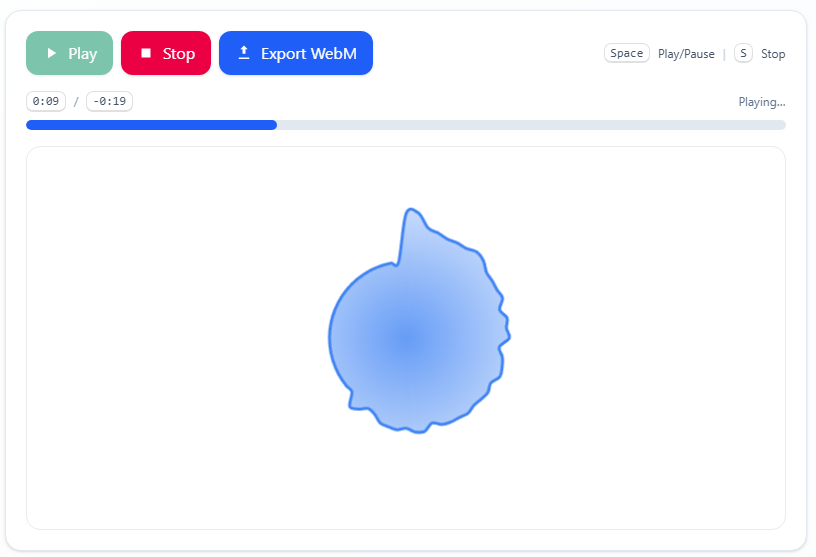 Smooth blob audio visualizer showing soft rounded motion