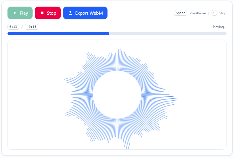 Radial bars audio visualizer with high detail circular arrangement